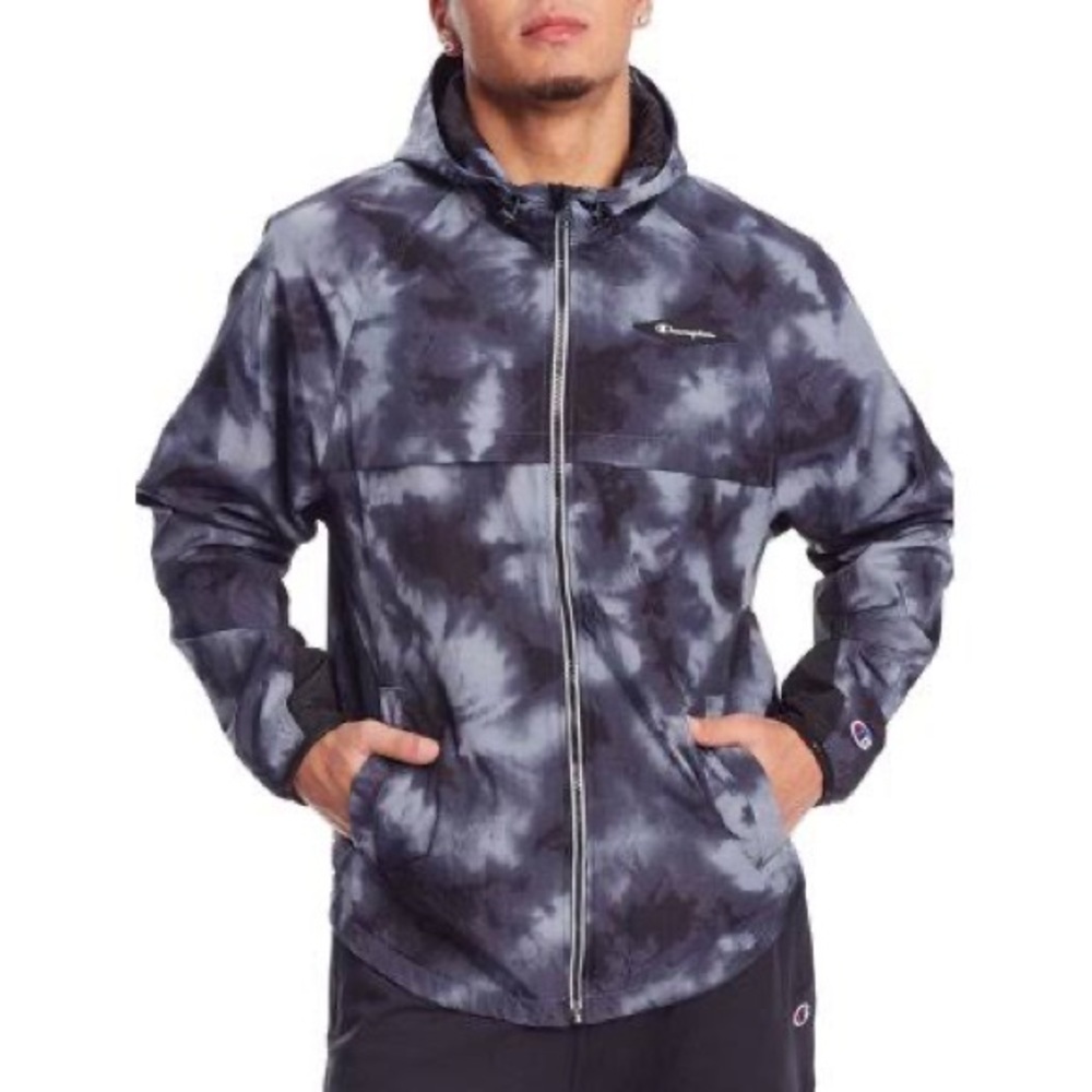 Champion Men Stadium AOP Tie Die Waterproof Windbreaker Shell Jacket Size M